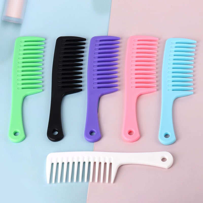 Tbestmax 6 Pack Hair Combs Wide Tooth Comb Large Multicolor Fine Tooth Rat Tail Comb, 9.3"L * 2.4"W - Image 3